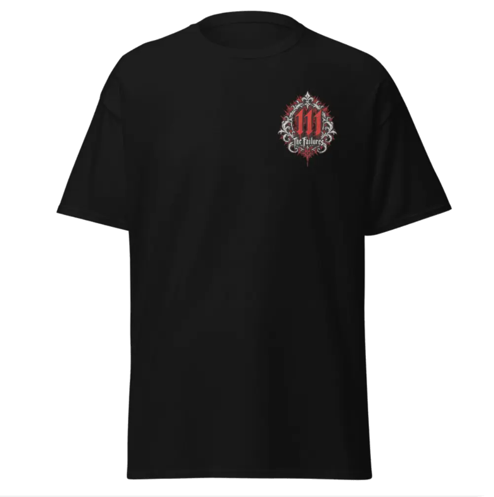Front of the black shirt with a small 111 chest crest