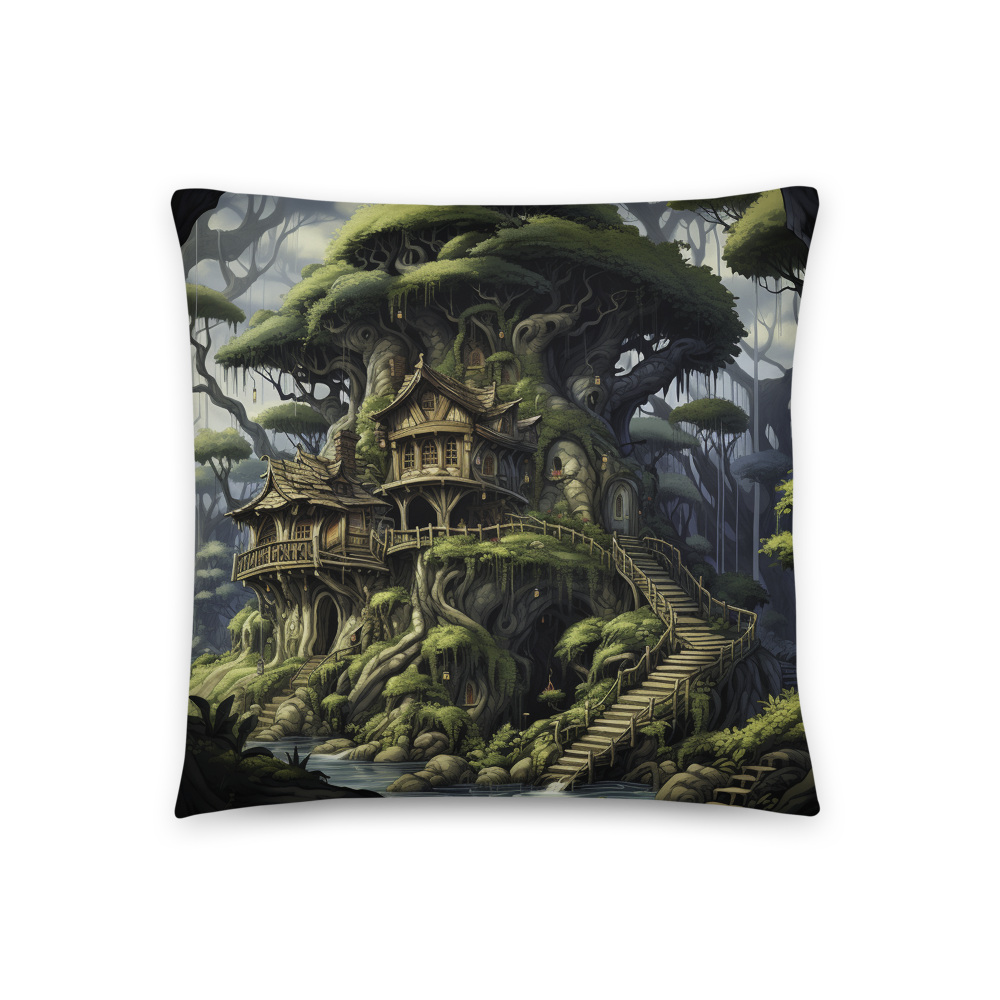 Create a Whimsical and Cozy Space with the Enchanted Tree House Throw Pillow