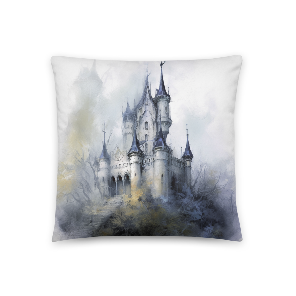 Transform Your Living Space with the Enchanting Watercolor Fantasy White Castle Throw Pillow