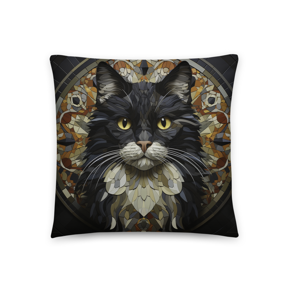 Enhance Your Home Decor with the Opulent Mosaic Feline Geometric Pillow - A Perfect Blend of Luxury and Comfort