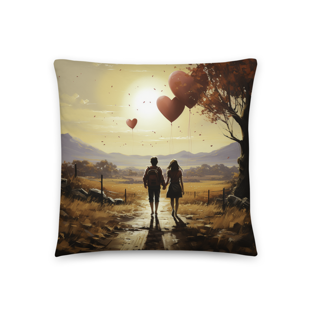Enhance Your Space with the Romantic Charm of the Crimson Hearts in Lush Landscape Throw Pillow