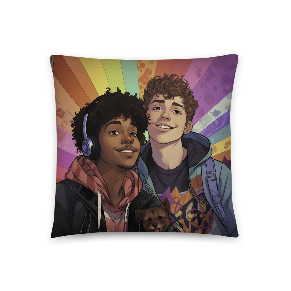 Celebrate Love and Diversity with our Rainbow Rhythms LGBTQ+ Heart Throw Pillow