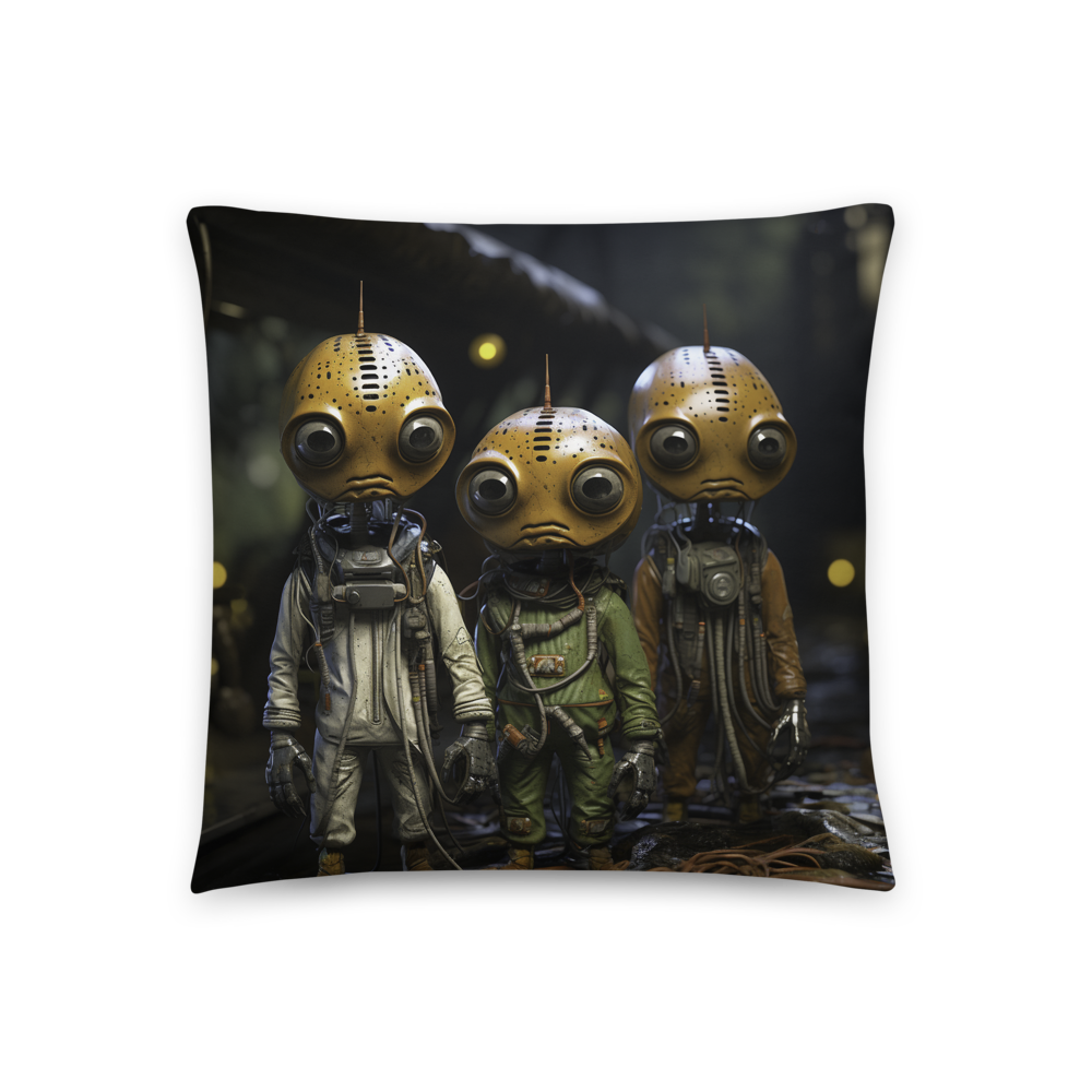 Add Extraterrestrial Charm to Your Home with the Adorable Aliens in Industrial World Throw Pillow