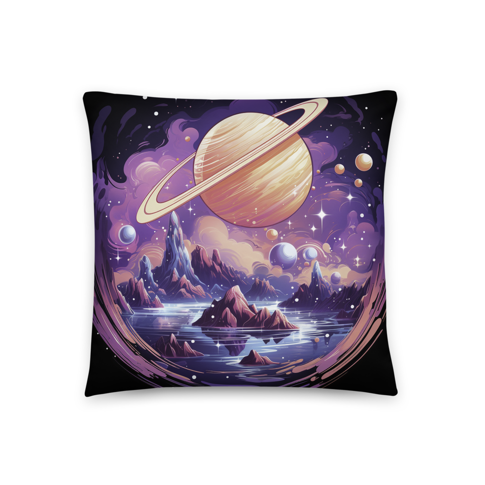 Enhance Your Home Decor with the Mystical Saturn Landscape Throw Pillow