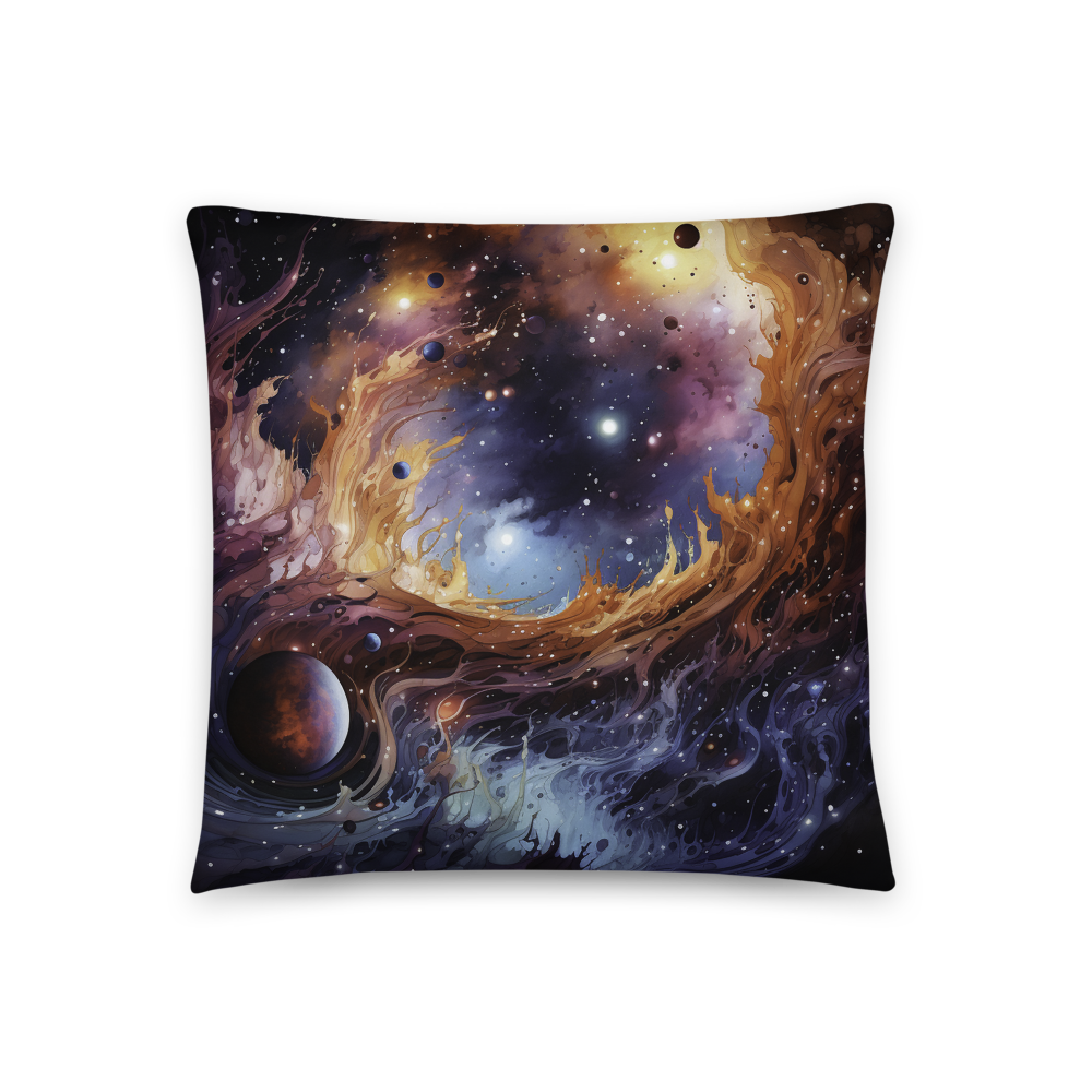 Discover the Enchanting Universe with Our Abstract Cosmic Swirl Space Throw Pillow