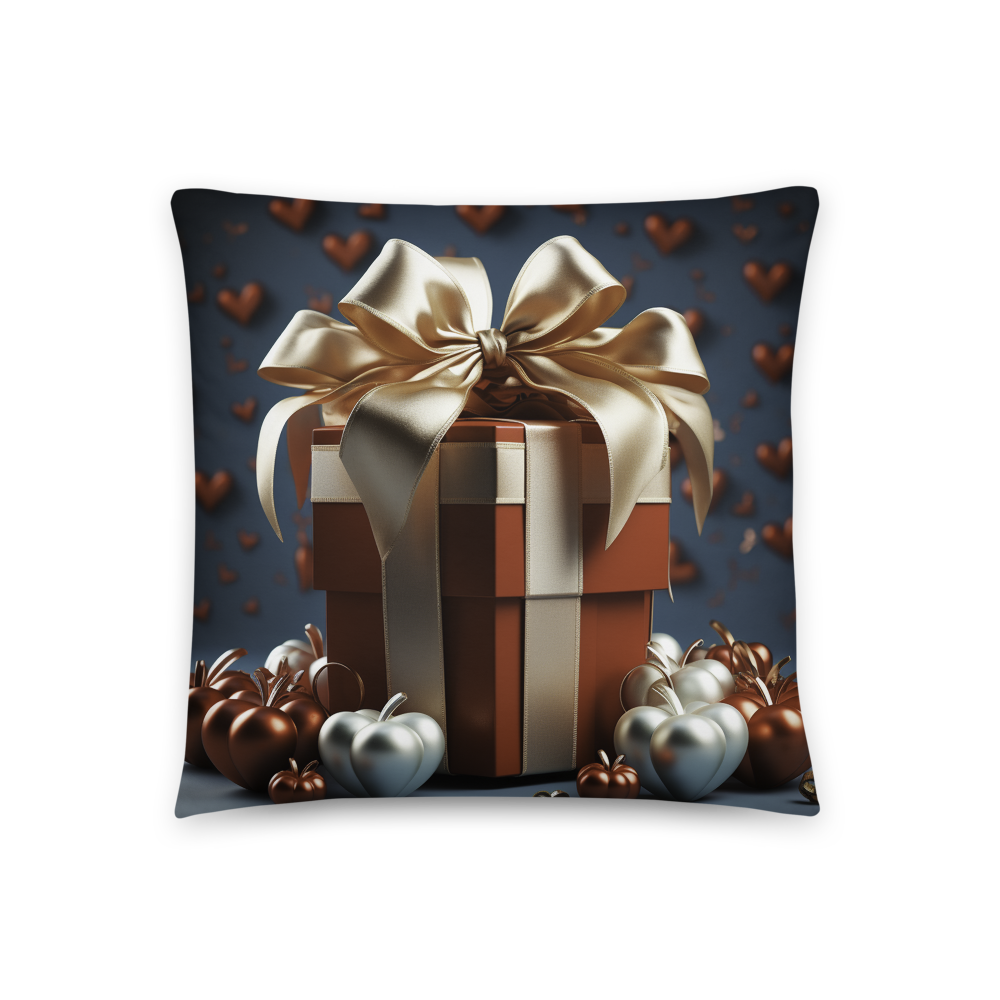 Add a Touch of Romance with Our Heartfelt Golden Gift Box Pillow