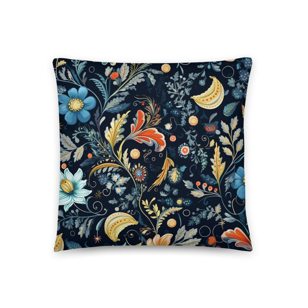 A Symphony of Color and Design: The Blossoming Night Floral Pillow