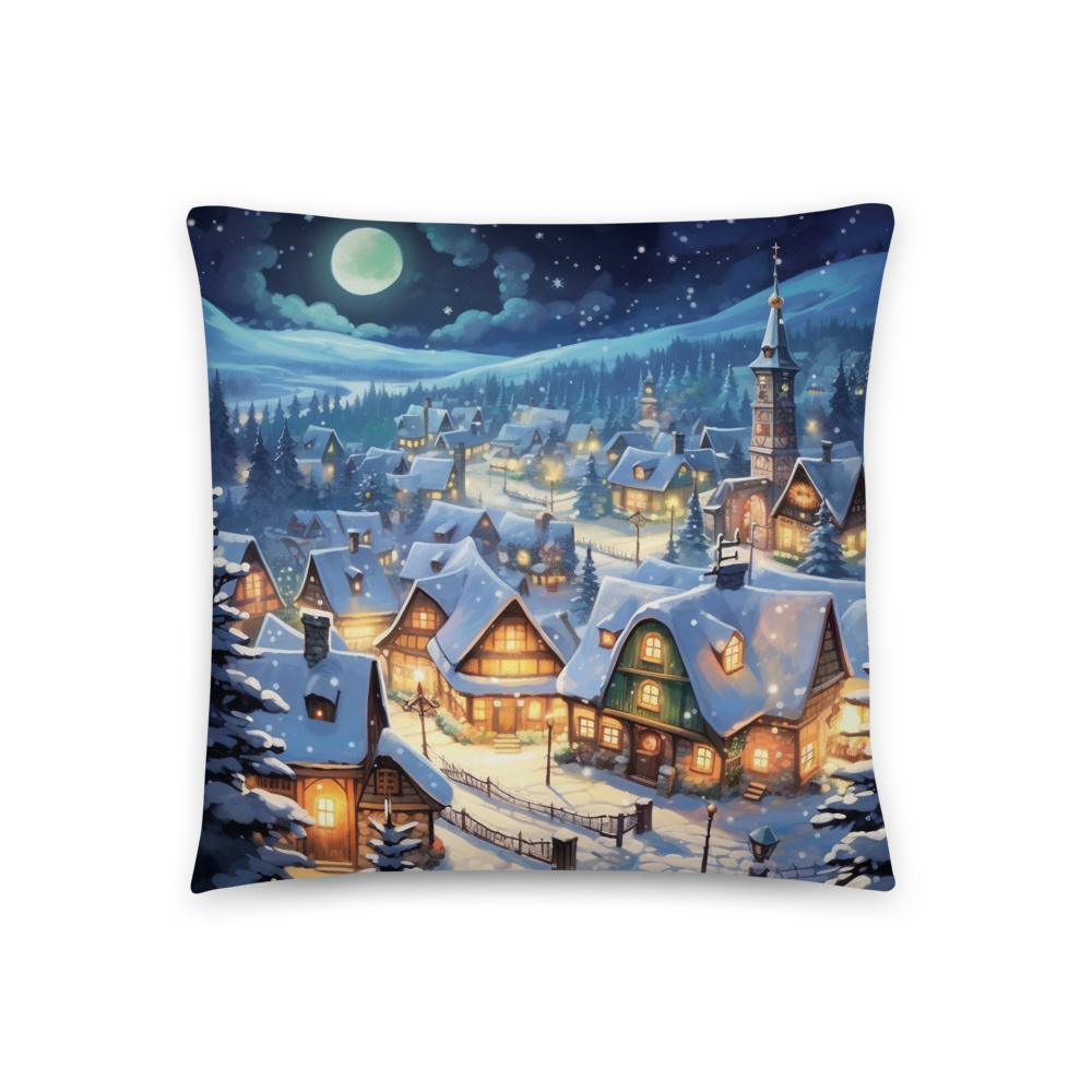 Experience the Magic of the Holidays with Our Moonlit Christmas Village Pillow