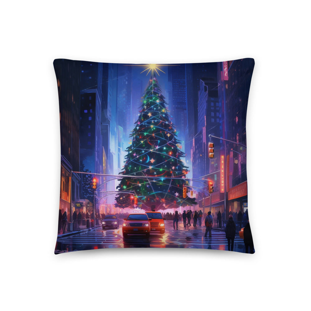 Experience the Vibrant Energy of Christmas with the Noir Christmas Metropolis Pillow