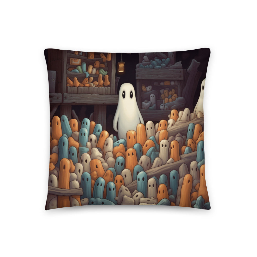 Spook Up Your Home with the Ghosts and Toy Sculptures Pillow: A Whimsical Halloween Decor