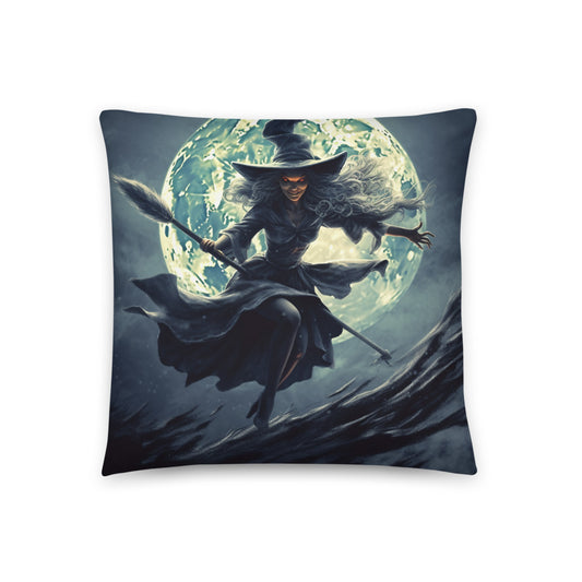 Unleash the Magic of Halloween with the Midnight Witch's Flight Pillow