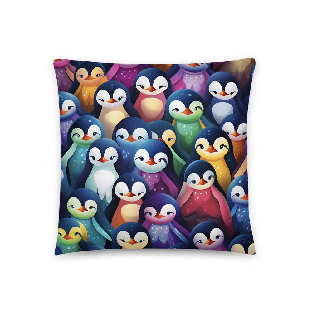 Add a Pop of Color and Whimsy to Your Home with the Vibrant Penguin Pattern Pillow
