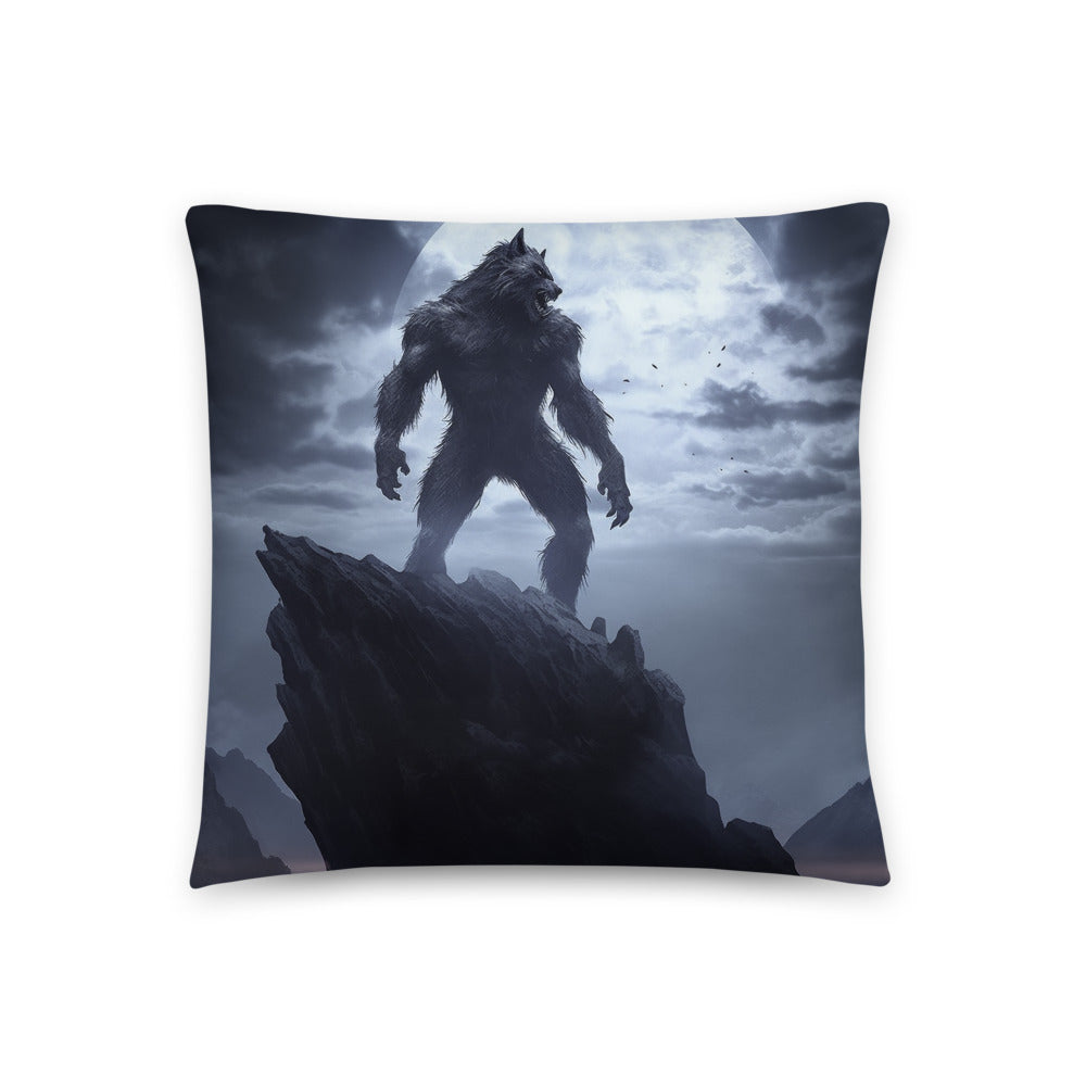 Transform Your Living Space with the Captivating Iconic Full Moon Werewolf Cliffside Pillow