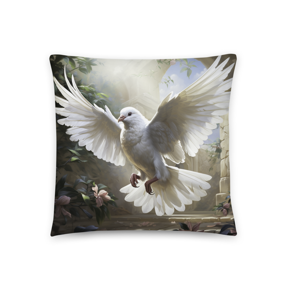 Experience Tranquility and Comfort with Our Dove Serenity Garden Polyester Decorative Cushion