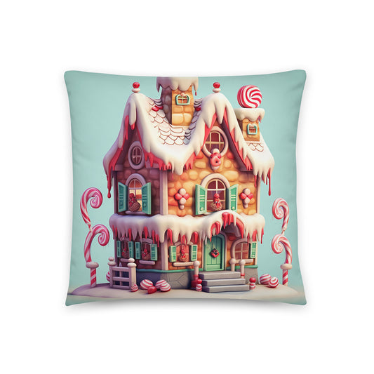 Christmas Throw Pillow Sweet Dreams Candy House Polyester Decorative Cushion 18x18