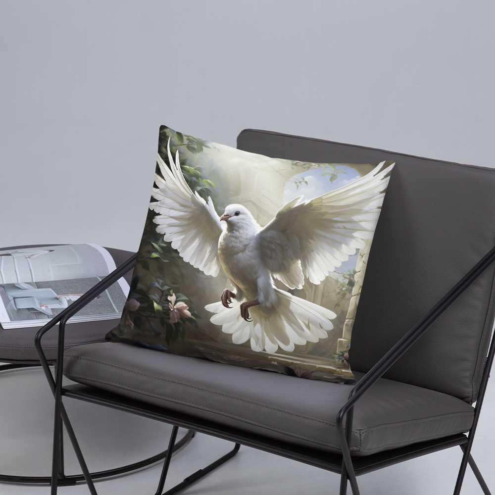 Bird Throw Pillow Dove Serenity Garden Polyester Decorative Cushion 18x18