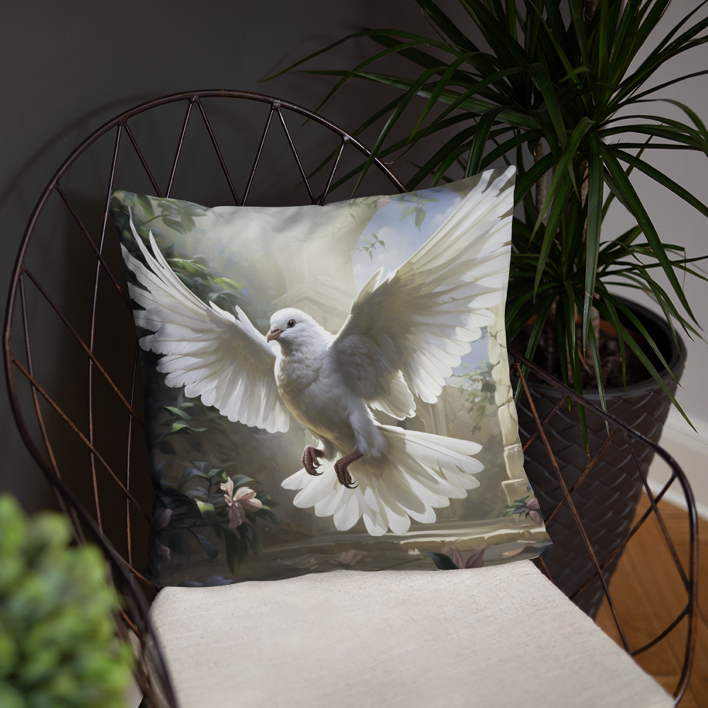 Bird Throw Pillow Dove Serenity Garden Polyester Decorative Cushion 18x18