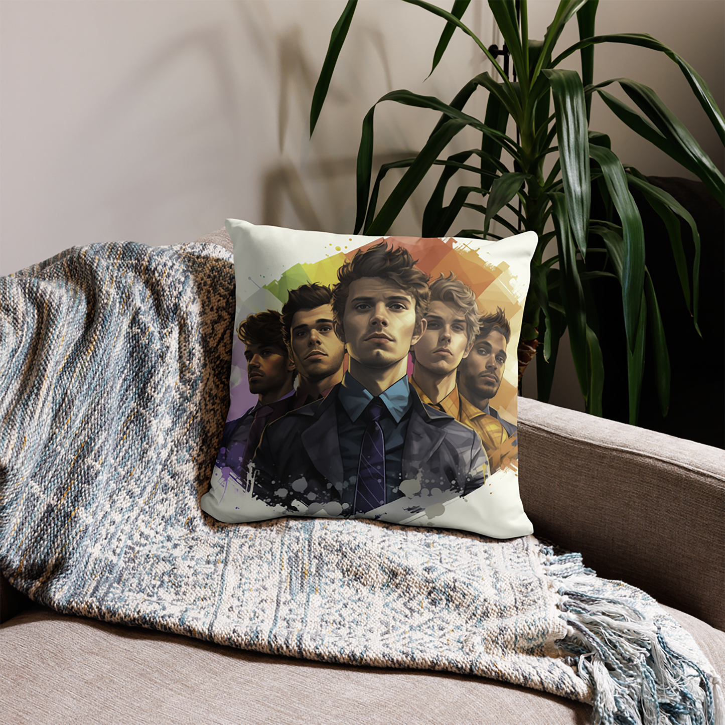 LGBTQ Throw Pillow Groovy Quintet Fashion Polyester Decorative Cushion 18x18