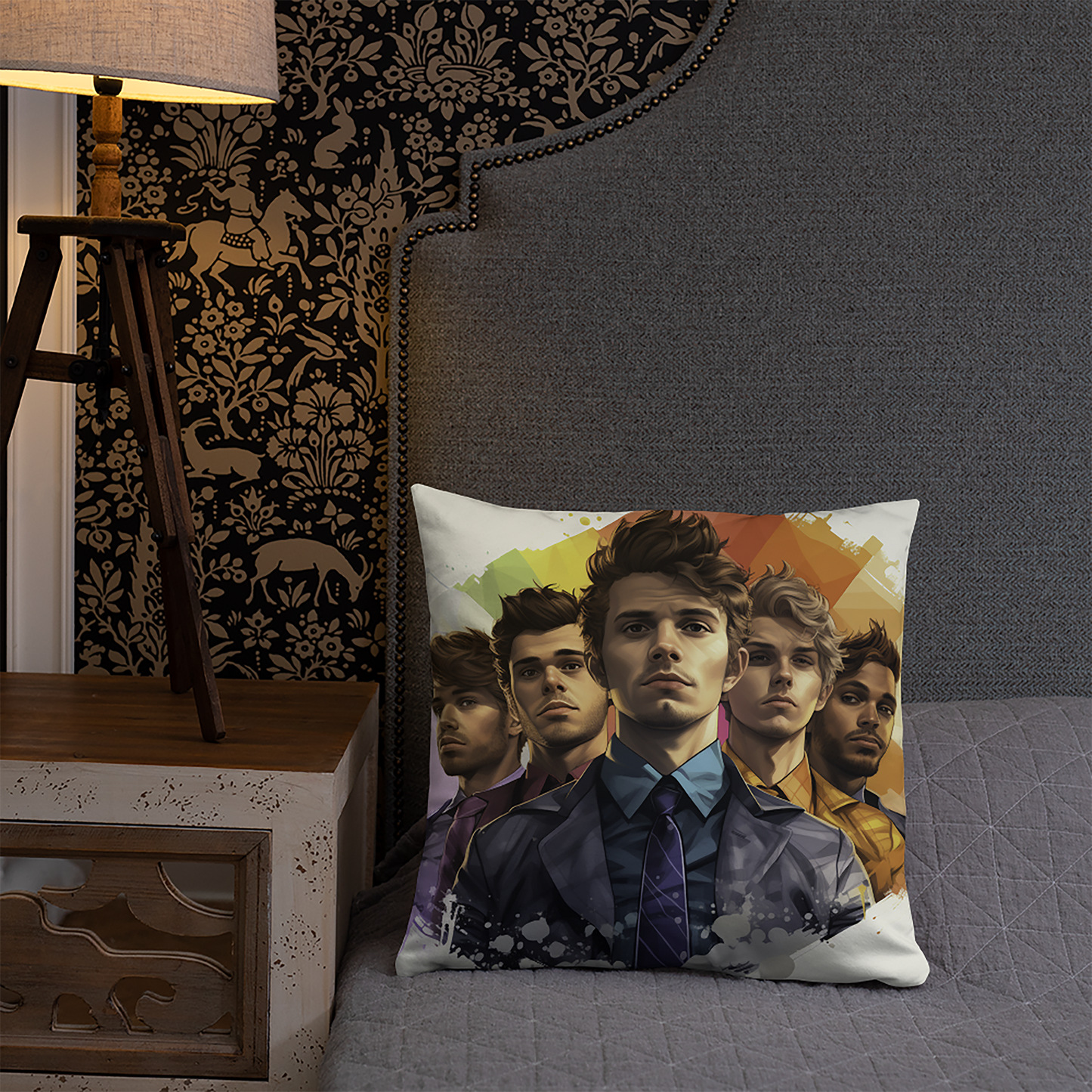 LGBTQ Throw Pillow Groovy Quintet Fashion Polyester Decorative Cushion 18x18