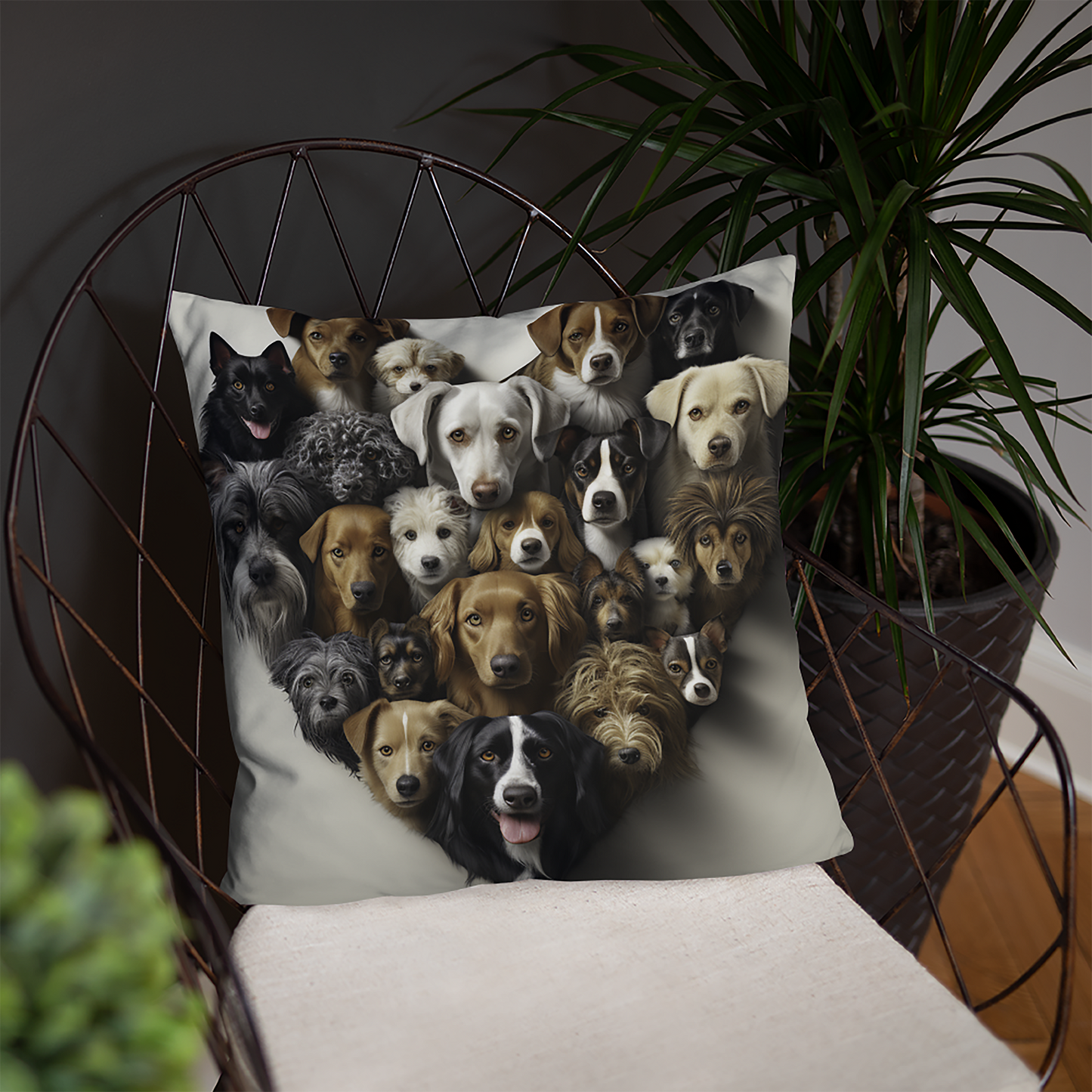 Dog Throw Pillow Canine Heart Harmony Emotive Polyester Decorative Cushion 18x18