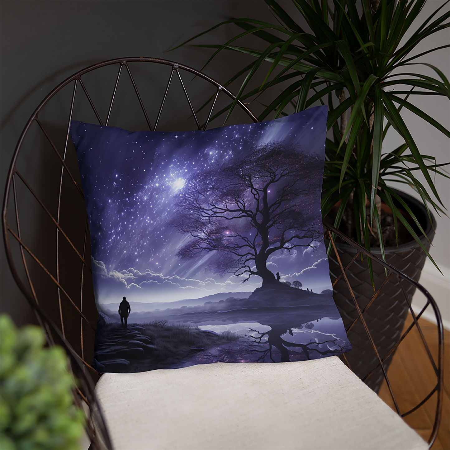 Space Throw Pillow Otherworldly Visions Serenity Polyester Decorative Cushion 18x18