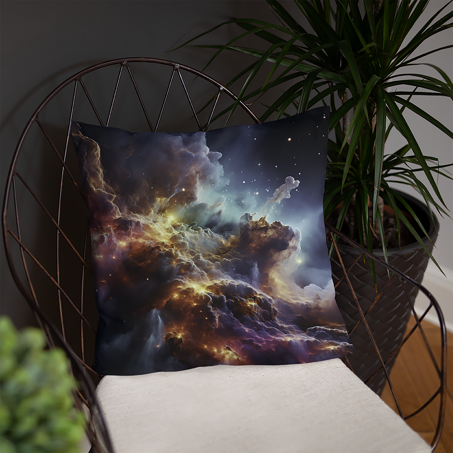 Space Throw Pillow Galactic Dreams Polyester Decorative Cushion 18x18