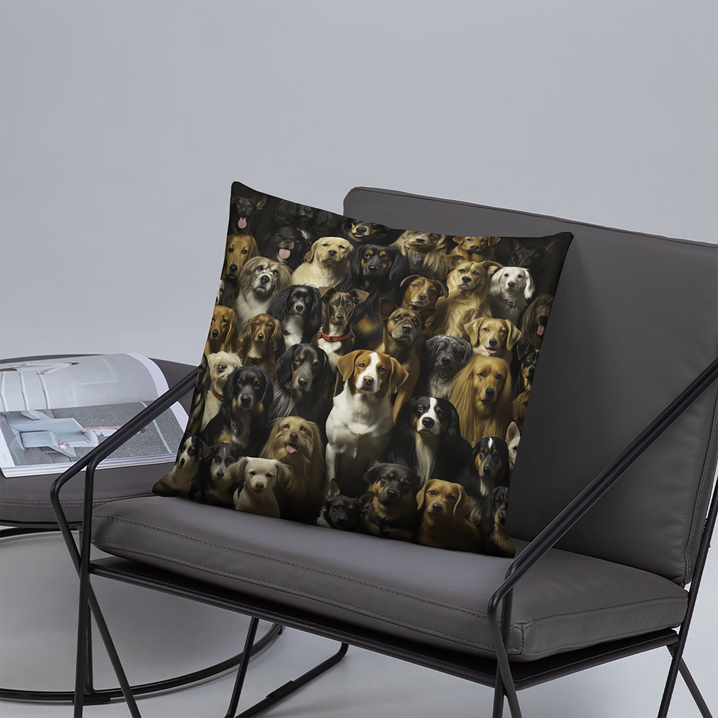 Dog Throw Pillow Vibrant Canine Gathering Portrait Polyester Decorative Cushion 18x18
