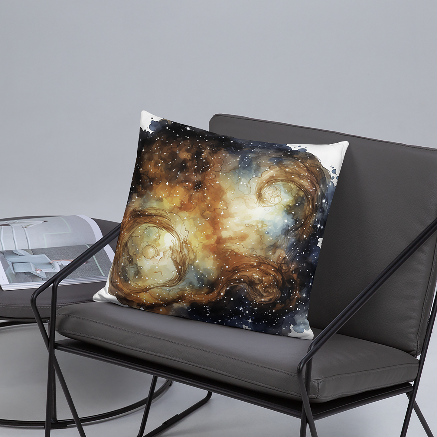 Space Throw Pillow Mysterious Orbiting Galaxy Polyester Decorative Cushion 18x18