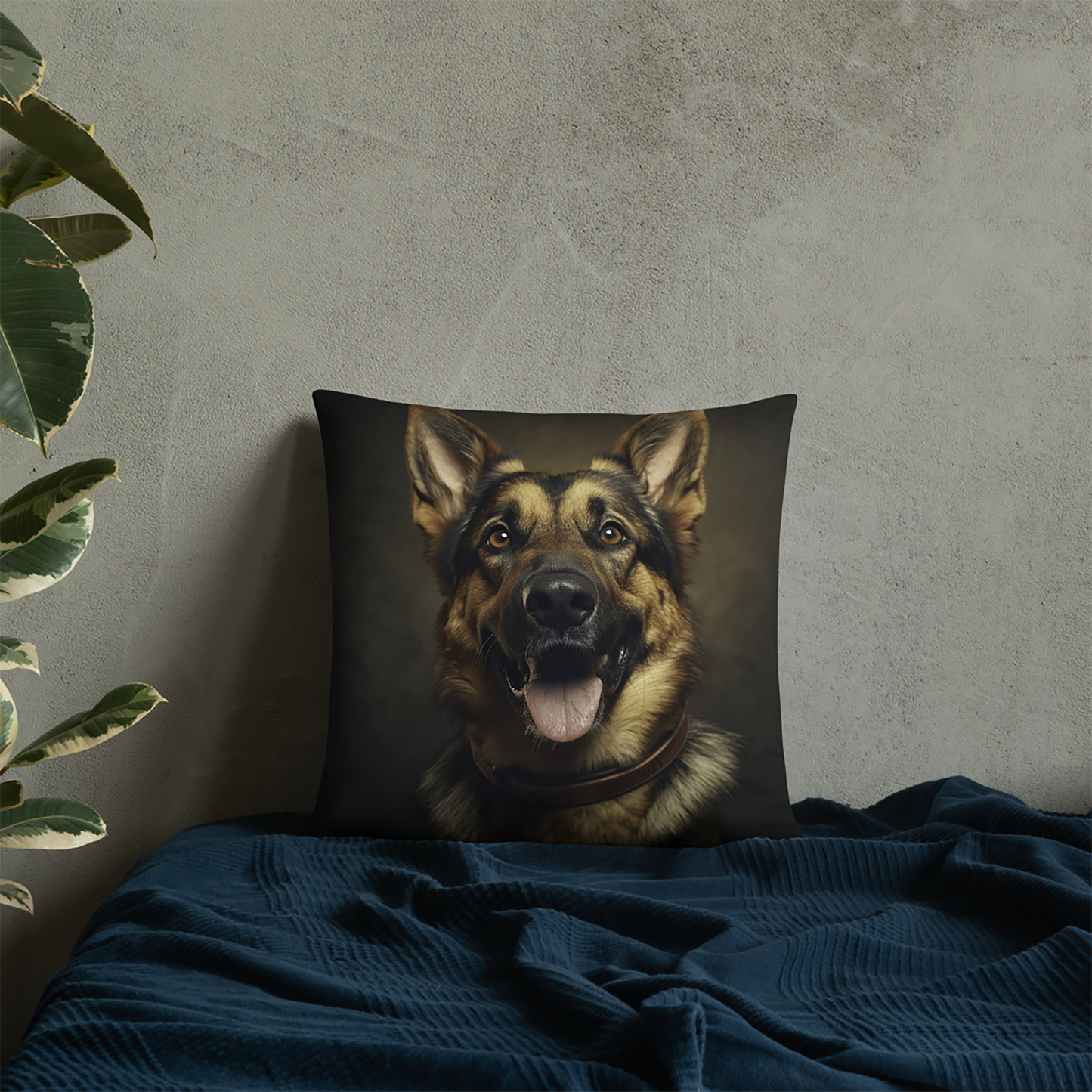 Dog Throw Pillow Elegant German Shepherd Polyester Decorative Cushion 18x18