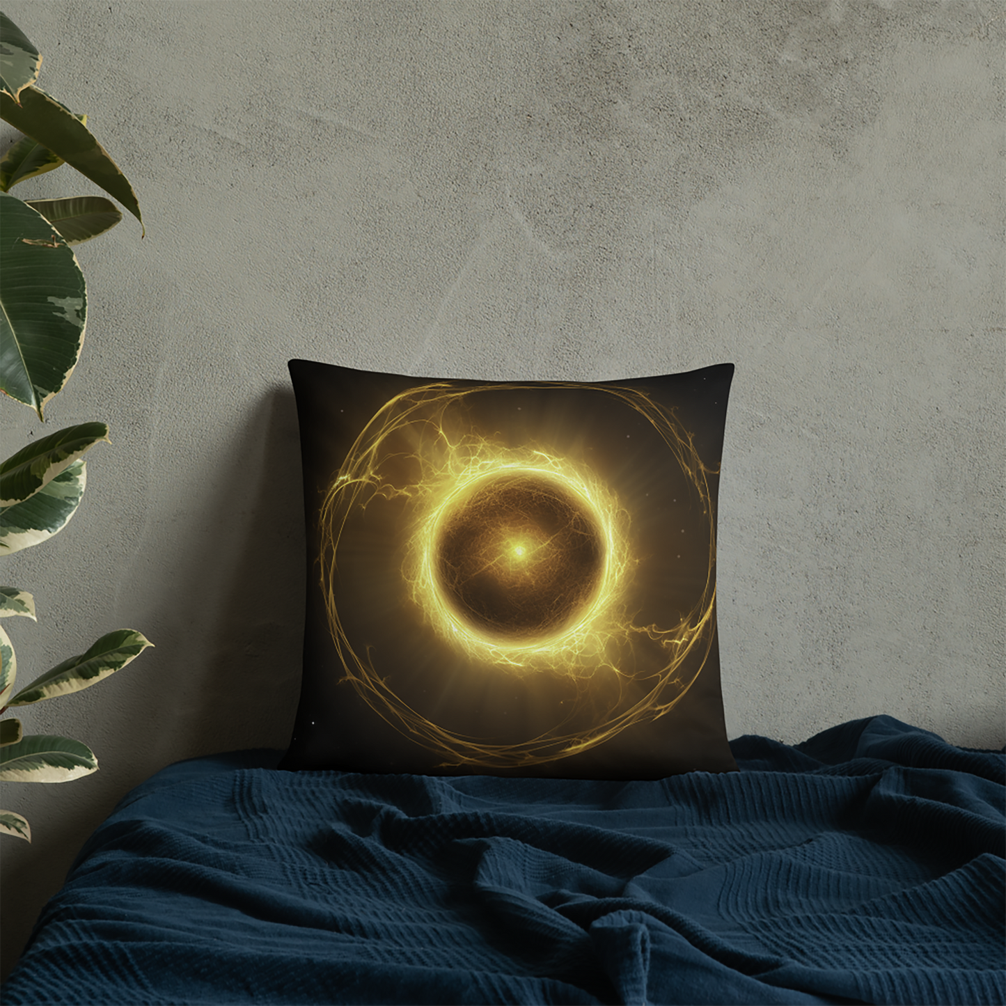 Space Throw Pillow Energetic Sunburst Polyester Decorative Cushion 18x18