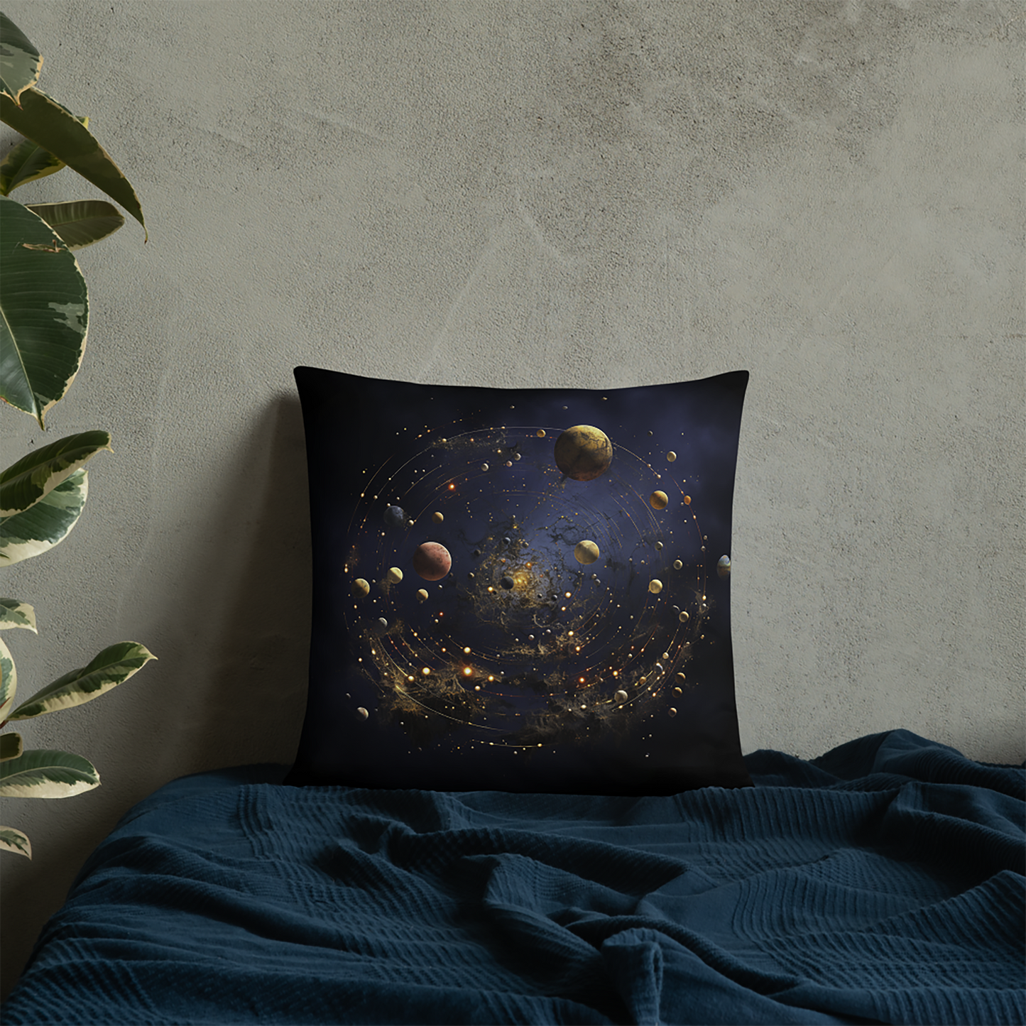 Space Throw Pillow Spiral Solar System Dream Polyester Decorative Cushion 18x18