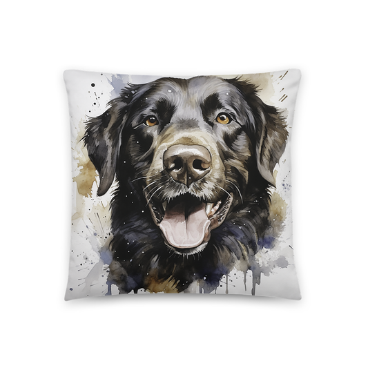 Dog Throw Pillow Black Labrador Realism Watercolor Polyester Decorative Cushion 18x18