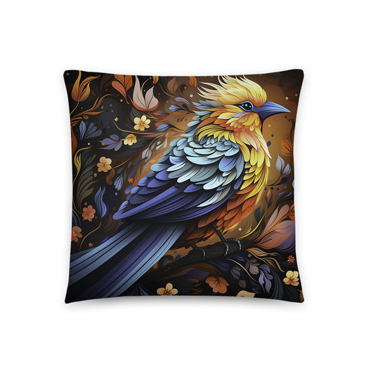 Bird Throw Pillow Exotic Landscape Bird Art Polyester Decorative Cushion 18x18