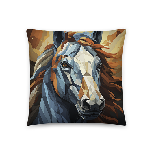 Horse Throw Pillow Mosaic Realism Horse Comfort Polyester Decorative Cushion 18x18