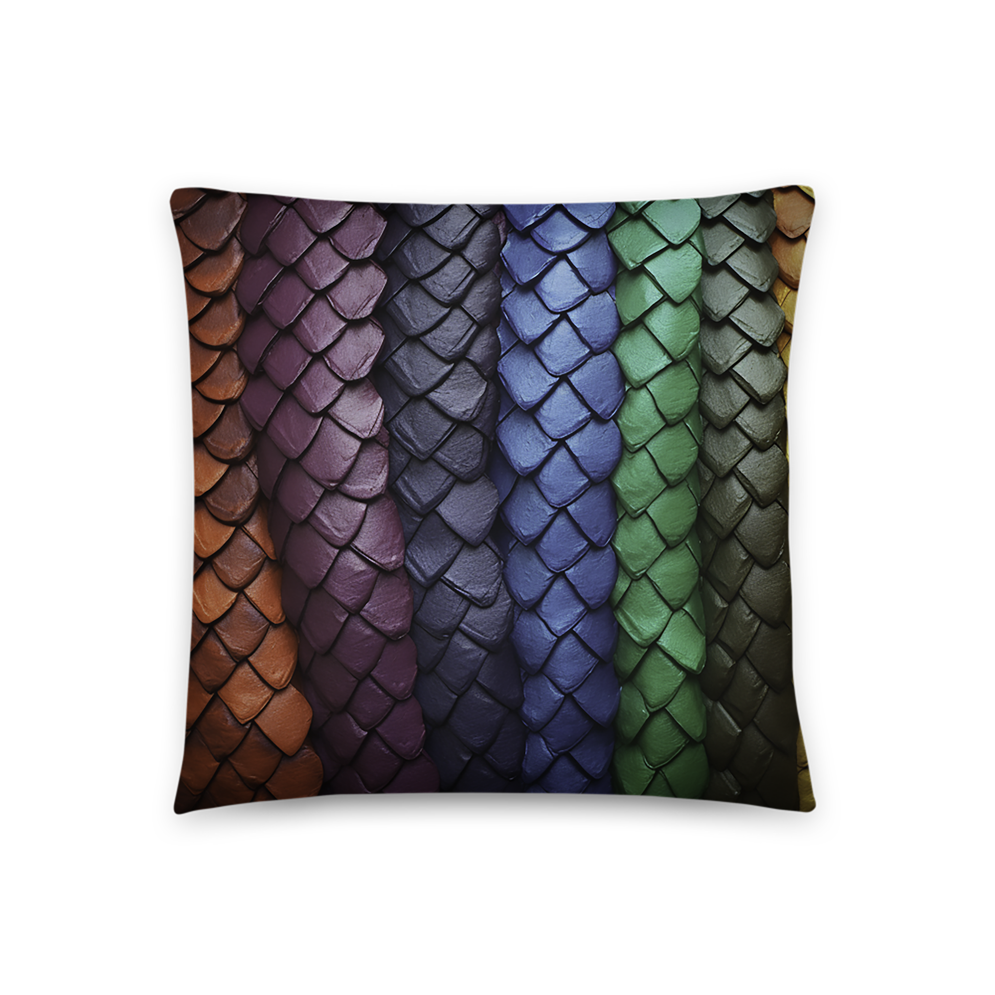 TRIGONAL Dragon Throw Pillow Vibrant Dragon Scales Polyester Decorative Cushion 18x18