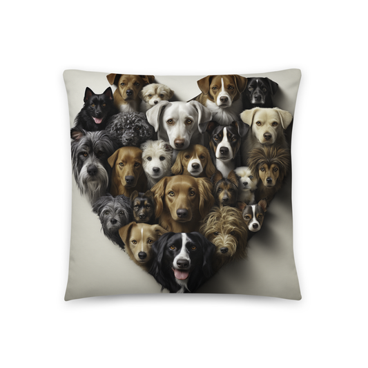 Dog Throw Pillow Canine Heart Harmony Emotive Polyester Decorative Cushion 18x18
