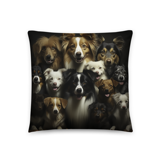 Dog Throw Pillow Joyful Canine Ensemble Playful Polyester Decorative Cushion 18x18