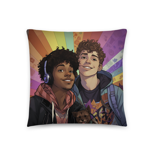 LGBTQ Throw Pillow Rainbow Rhythms Polyester Decorative Cushion 18x18