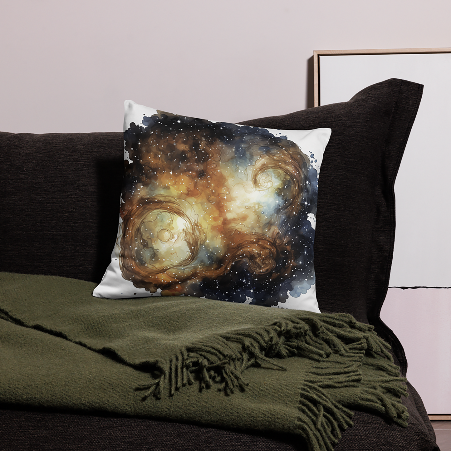 Space Throw Pillow Mysterious Orbiting Galaxy Polyester Decorative Cushion 18x18