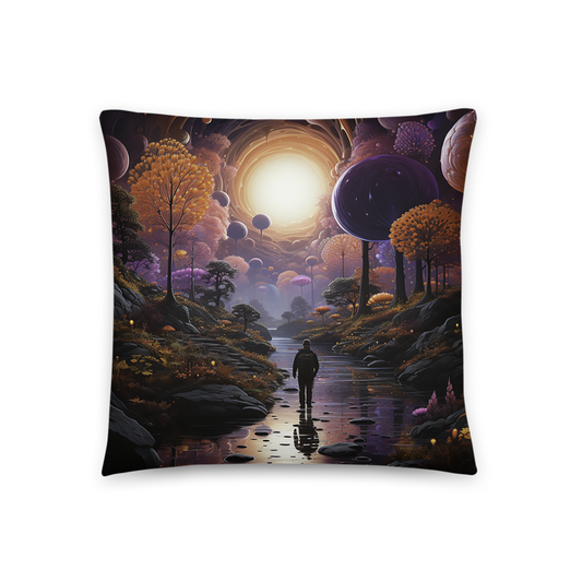 Space Throw Pillow Psychedelic Alien Forest Polyester Decorative Cushion 18x18