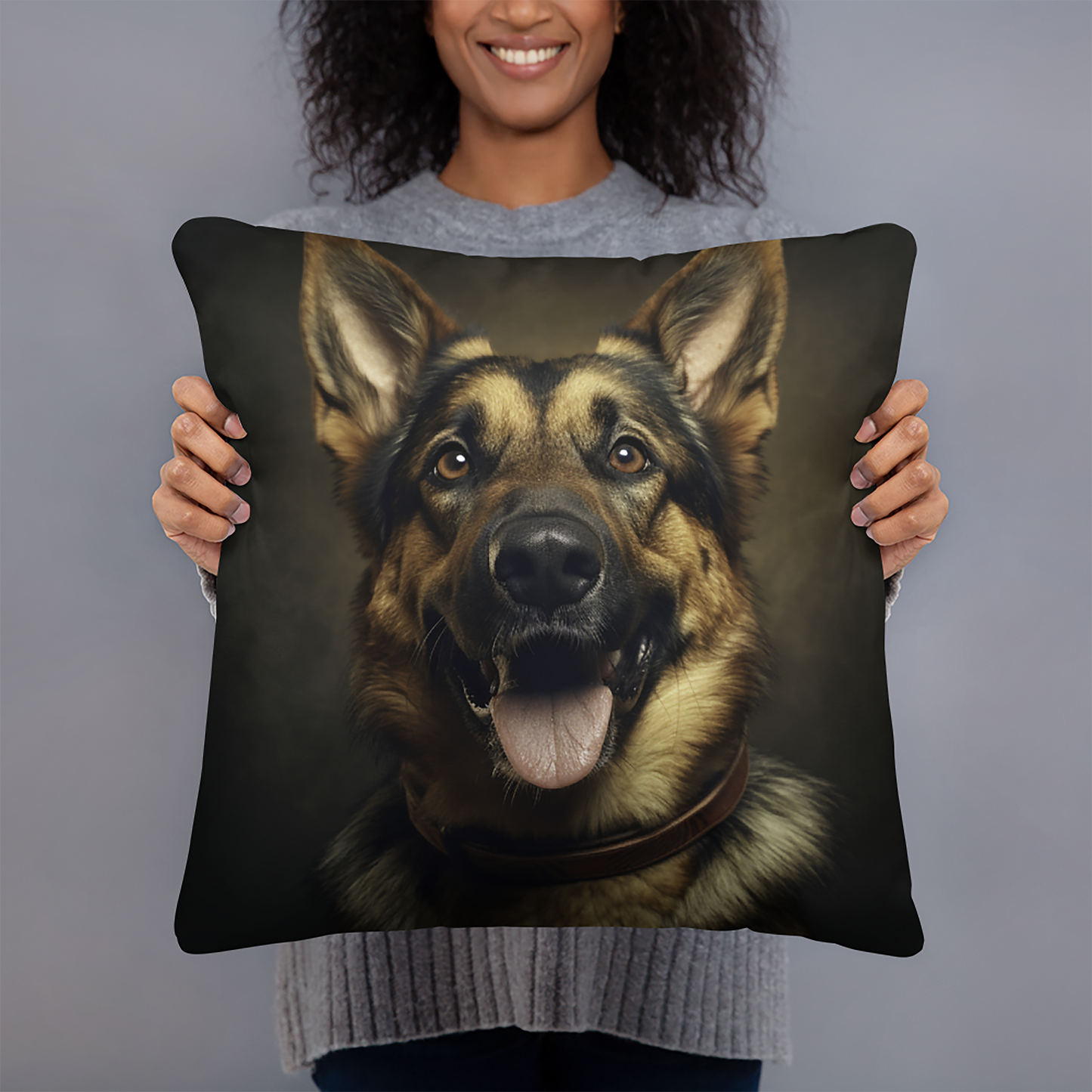 Dog Throw Pillow Elegant German Shepherd Polyester Decorative Cushion 18x18