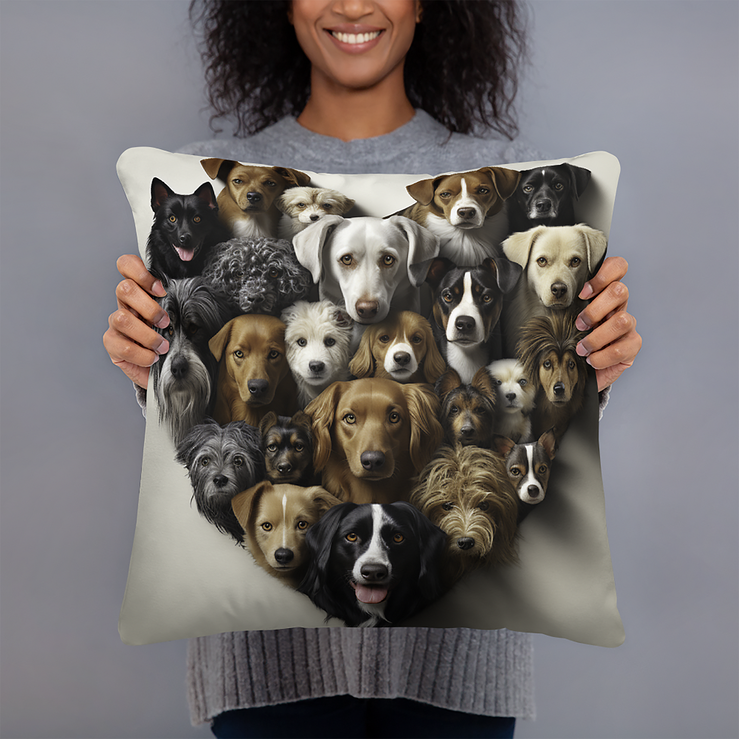 Dog Throw Pillow Canine Heart Harmony Emotive Polyester Decorative Cushion 18x18