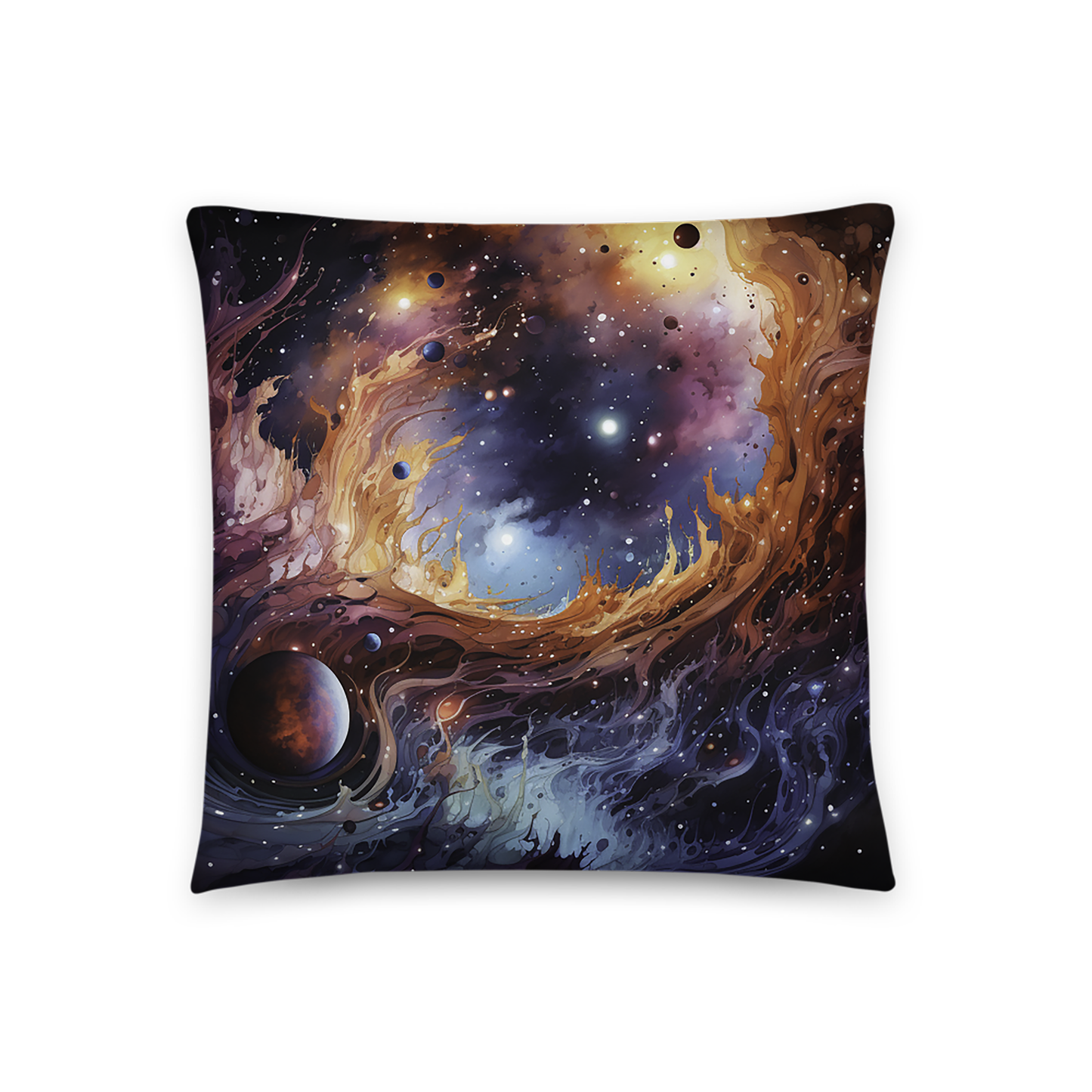Space Throw Pillow Abstract Cosmic Swirl Polyester Decorative Cushion 18x18