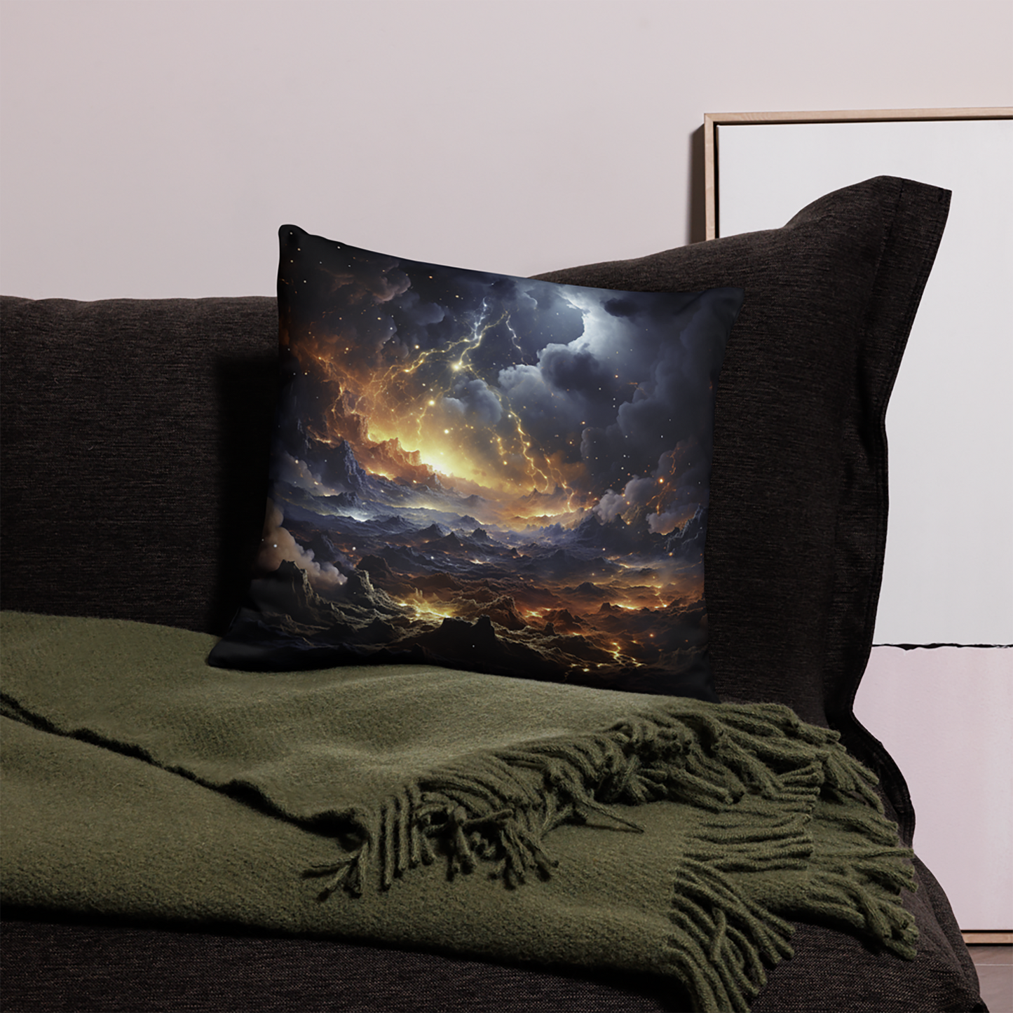 Space Throw Pillow Epic Fantasy Deep Space Polyester Decorative Cushion 18x18