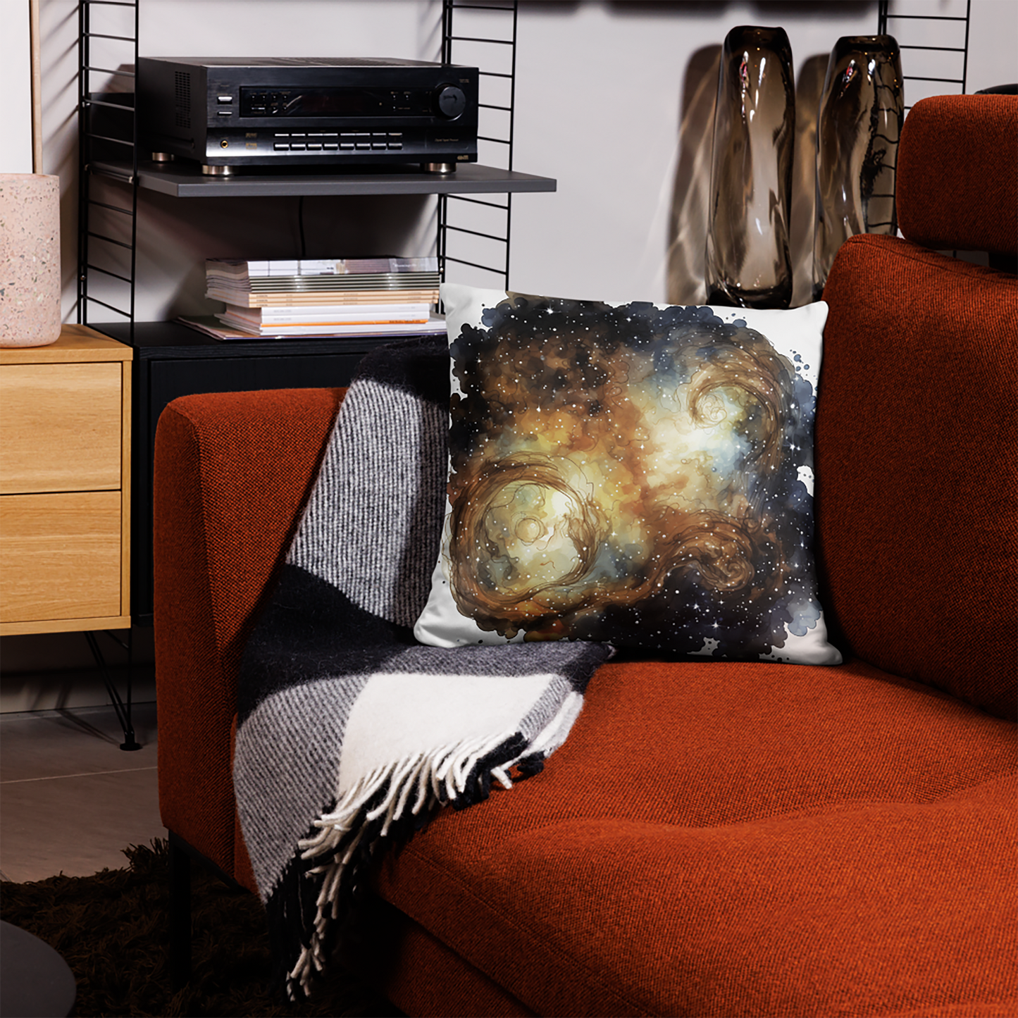 Space Throw Pillow Mysterious Orbiting Galaxy Polyester Decorative Cushion 18x18