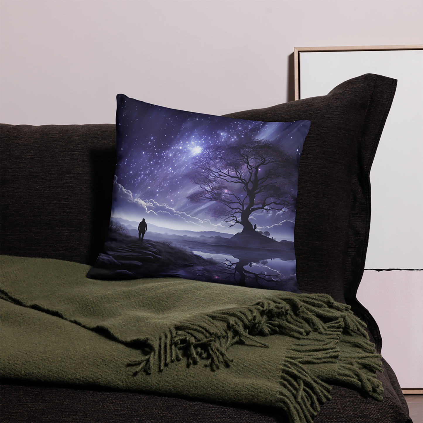 Space Throw Pillow Otherworldly Visions Serenity Polyester Decorative Cushion 18x18