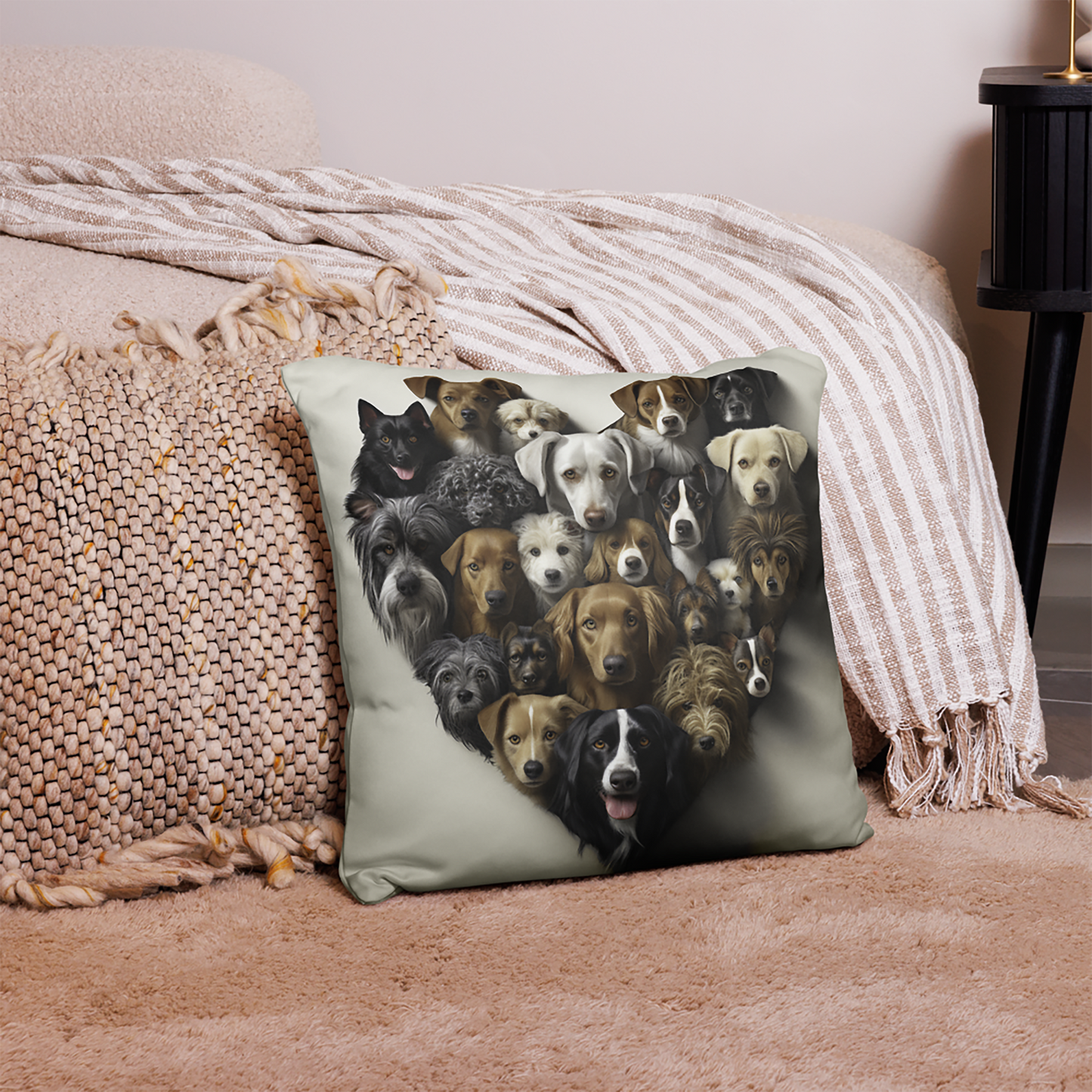 Dog Throw Pillow Canine Heart Harmony Emotive Polyester Decorative Cushion 18x18