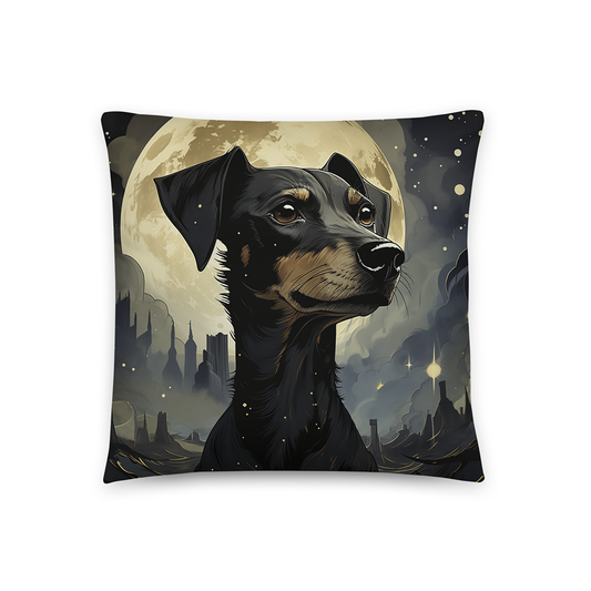 Dog Throw Pillow Urban Canine Moonlight Dream Polyester Decorative Cushion 18x18