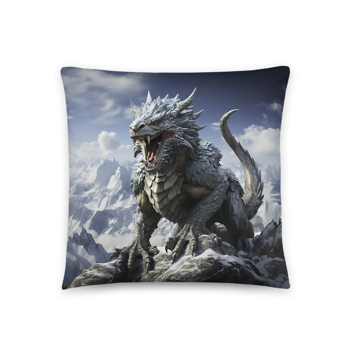 Dragon Throw Pillow Mountain Majesty Dragon Realm Polyester Decorative Cushion 18x18