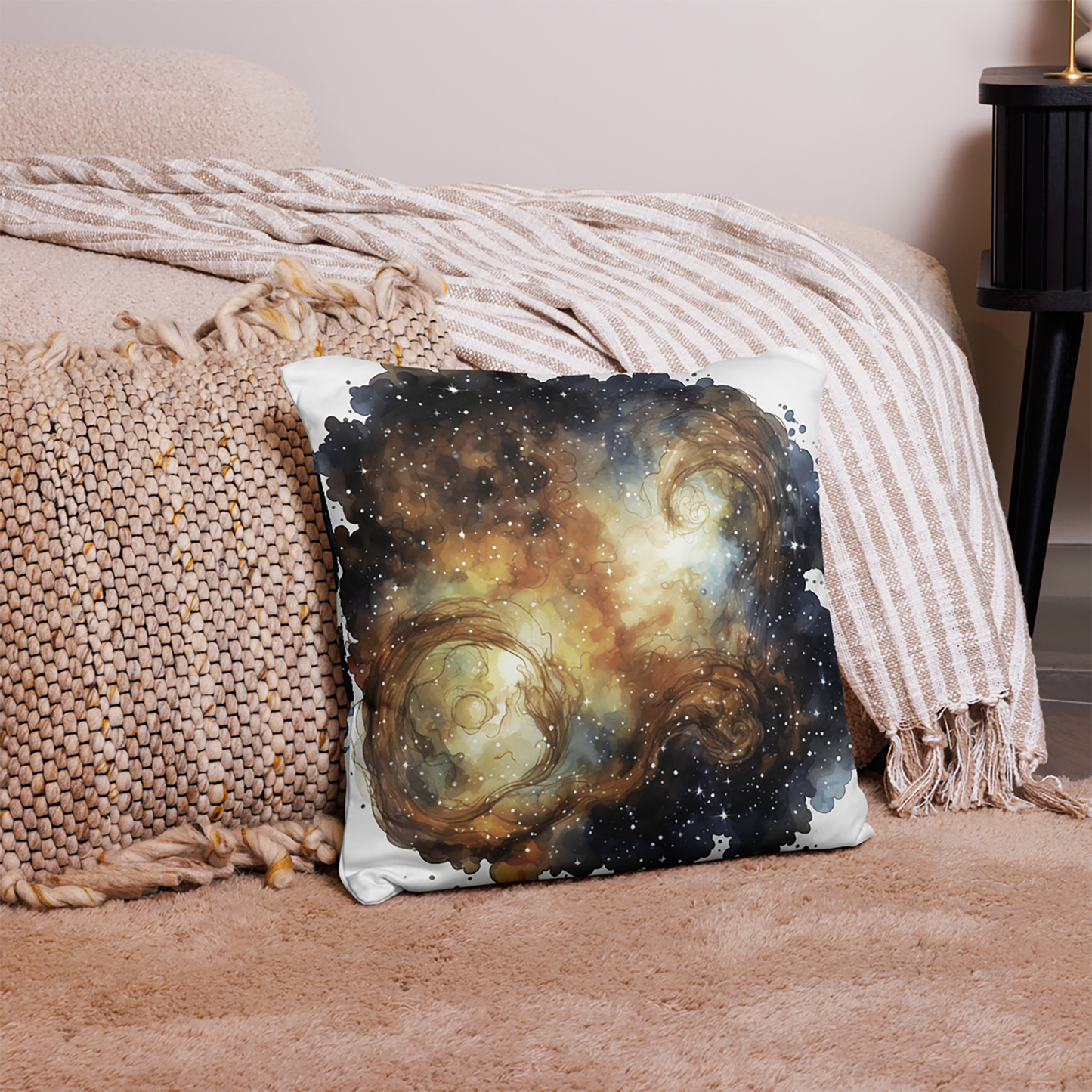 Space Throw Pillow Mysterious Orbiting Galaxy Polyester Decorative Cushion 18x18